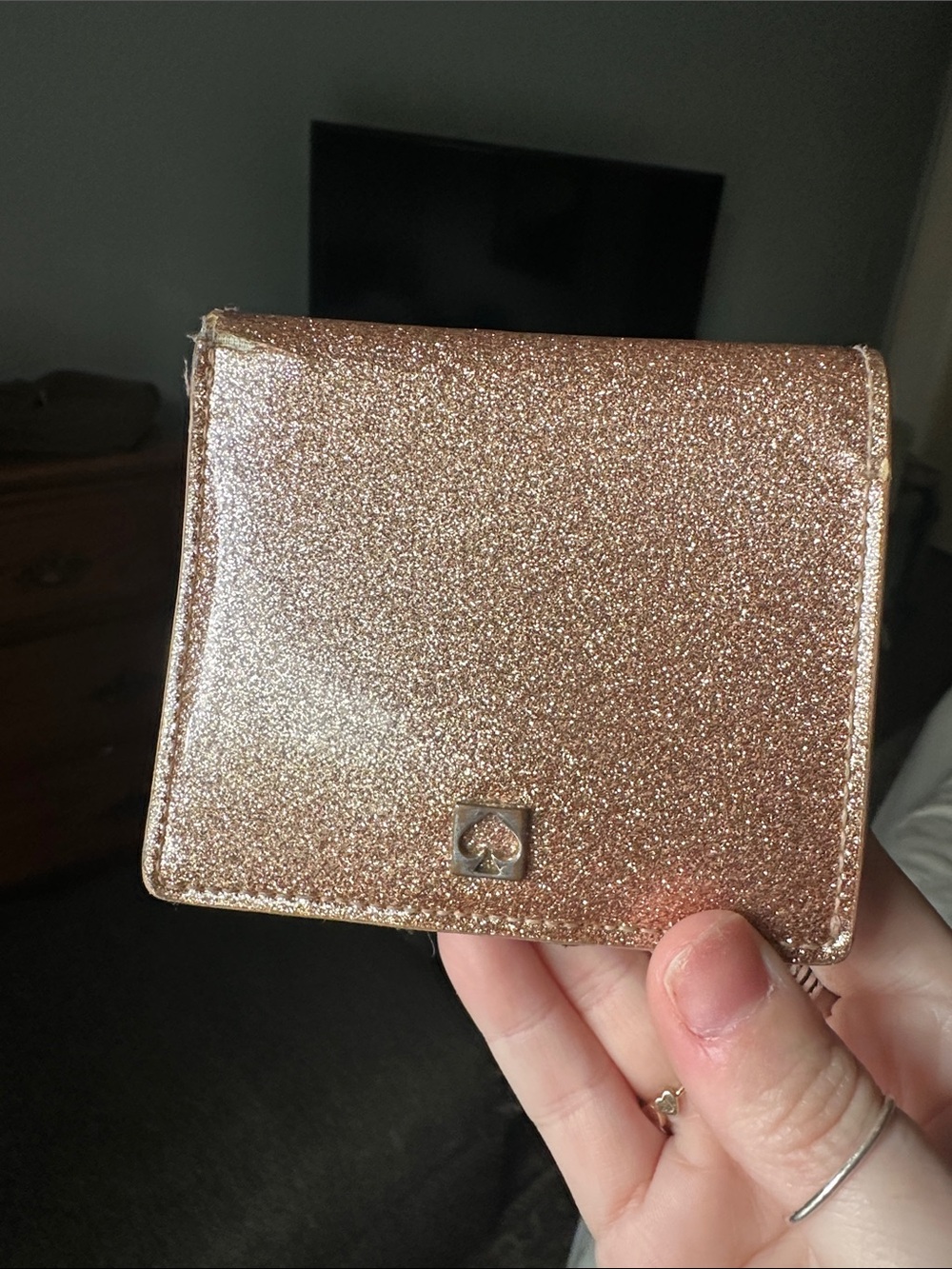 kate spade Rose Gold Glitter Foldable Wallet